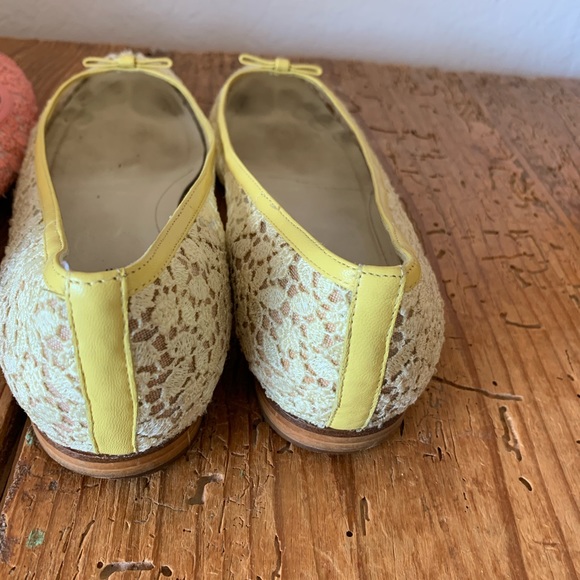 2 Pairs Banana Republic Pastel Pink and Yellow Lace Top Ballet Flats - sz 8.5 - Picture 7 of 14